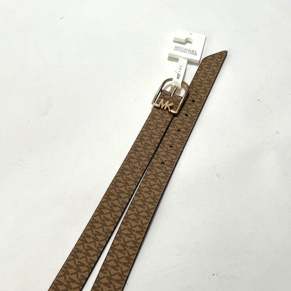 NWT Original MICHAEL KORS Signature Brown Gold Belt X-Large 556286C Logo Brand